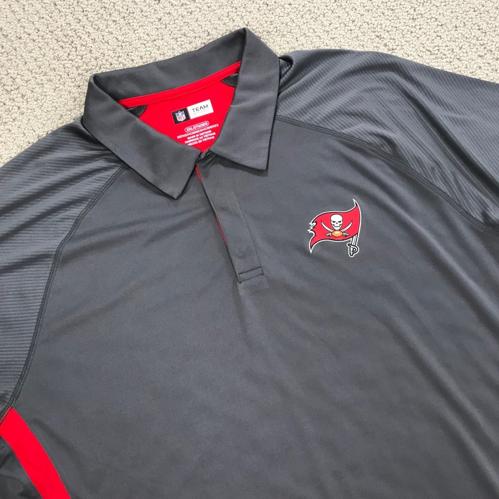 NFL Team Apparel Tampa Bay Buccaneers Polo Shirt Mens XXL Grey Red Performance